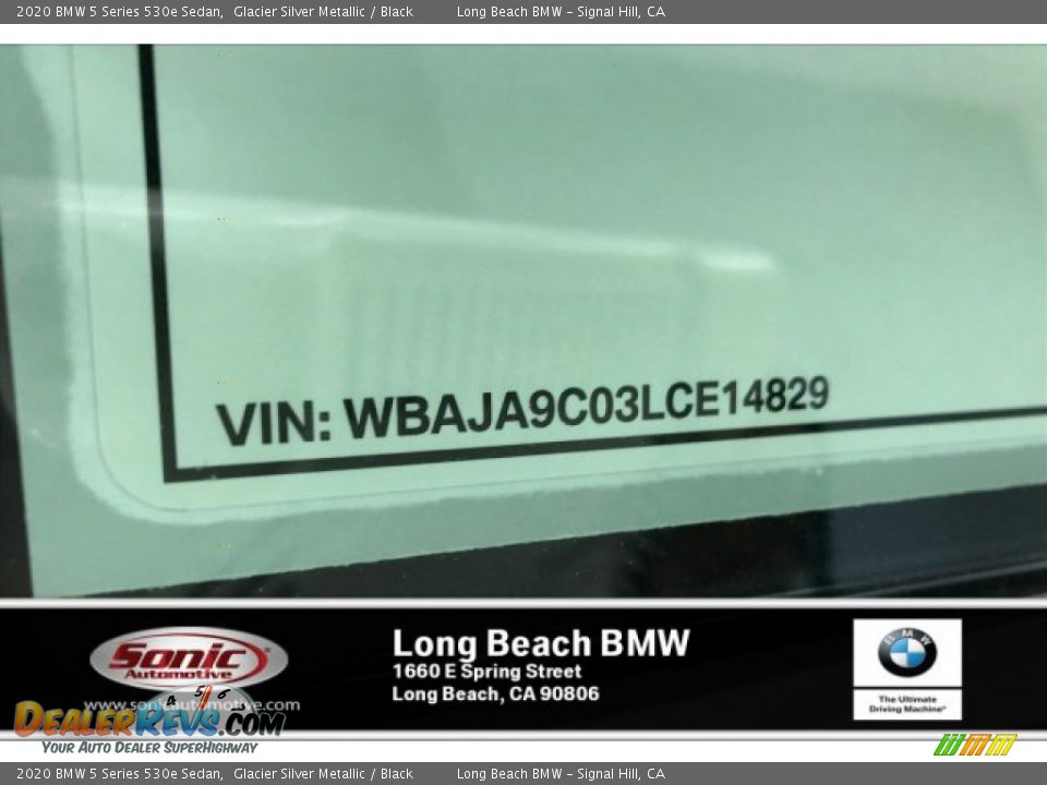 2020 BMW 5 Series 530e Sedan Glacier Silver Metallic / Black Photo #11
