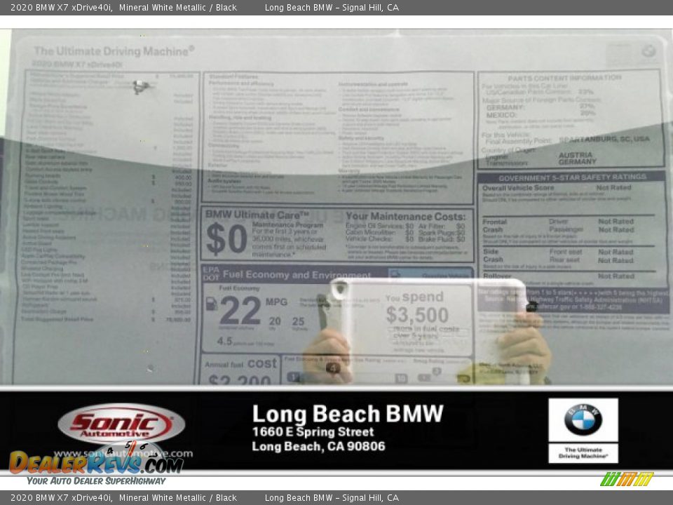2020 BMW X7 xDrive40i Mineral White Metallic / Black Photo #10