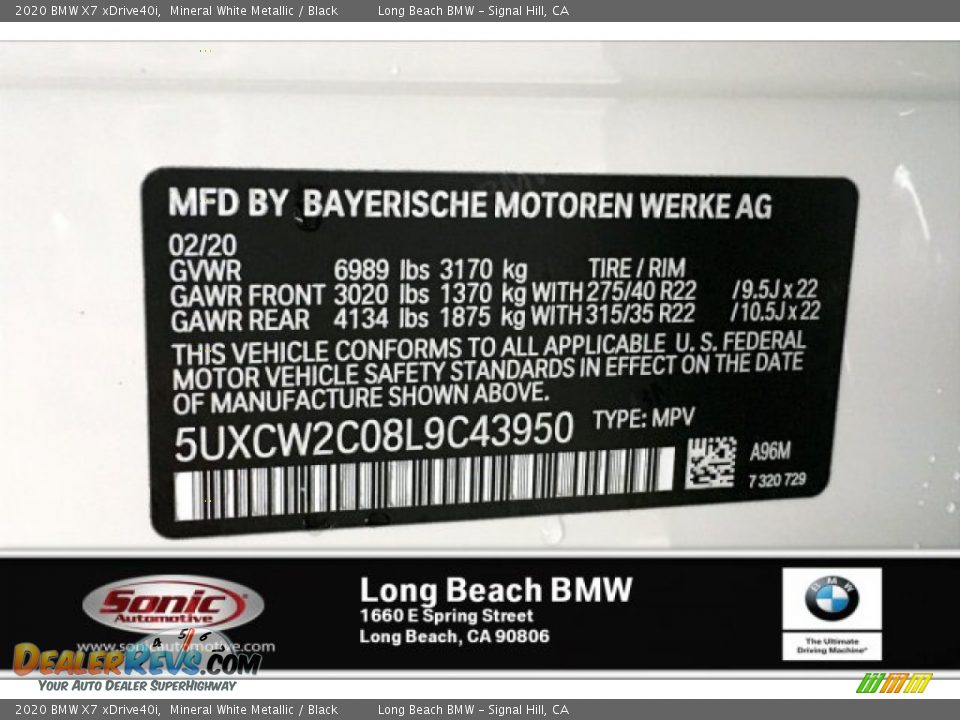 2020 BMW X7 xDrive40i Mineral White Metallic / Black Photo #11