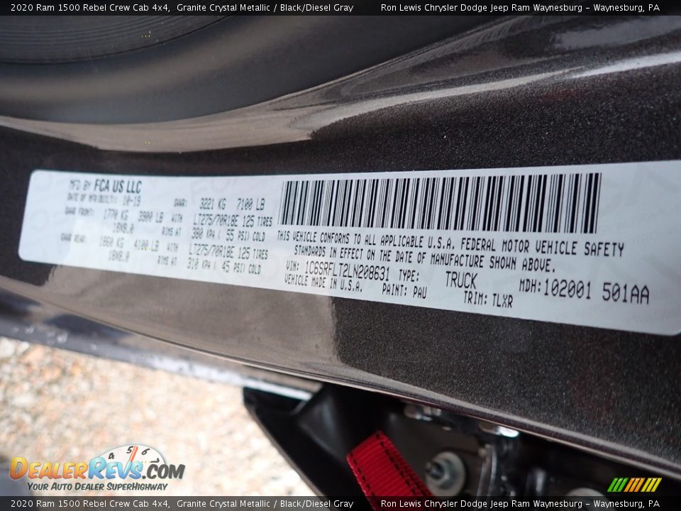 2020 Ram 1500 Rebel Crew Cab 4x4 Granite Crystal Metallic / Black/Diesel Gray Photo #15