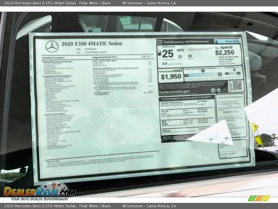 2020 Mercedes-Benz E 350 4Matic Sedan Polar White / Black Photo #10