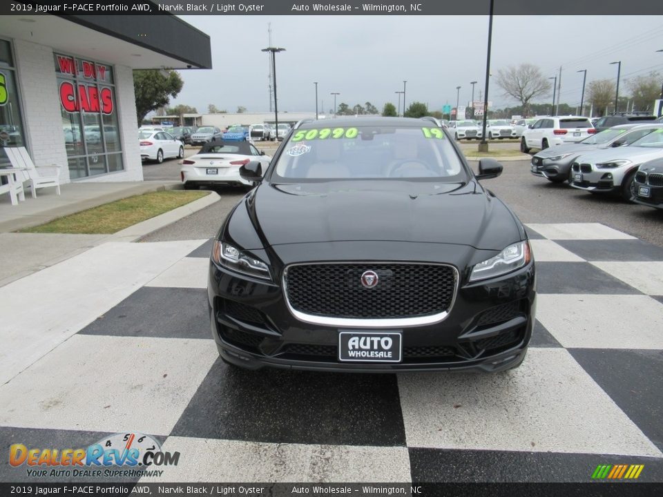 2019 Jaguar F-PACE Portfolio AWD Narvik Black / Light Oyster Photo #2