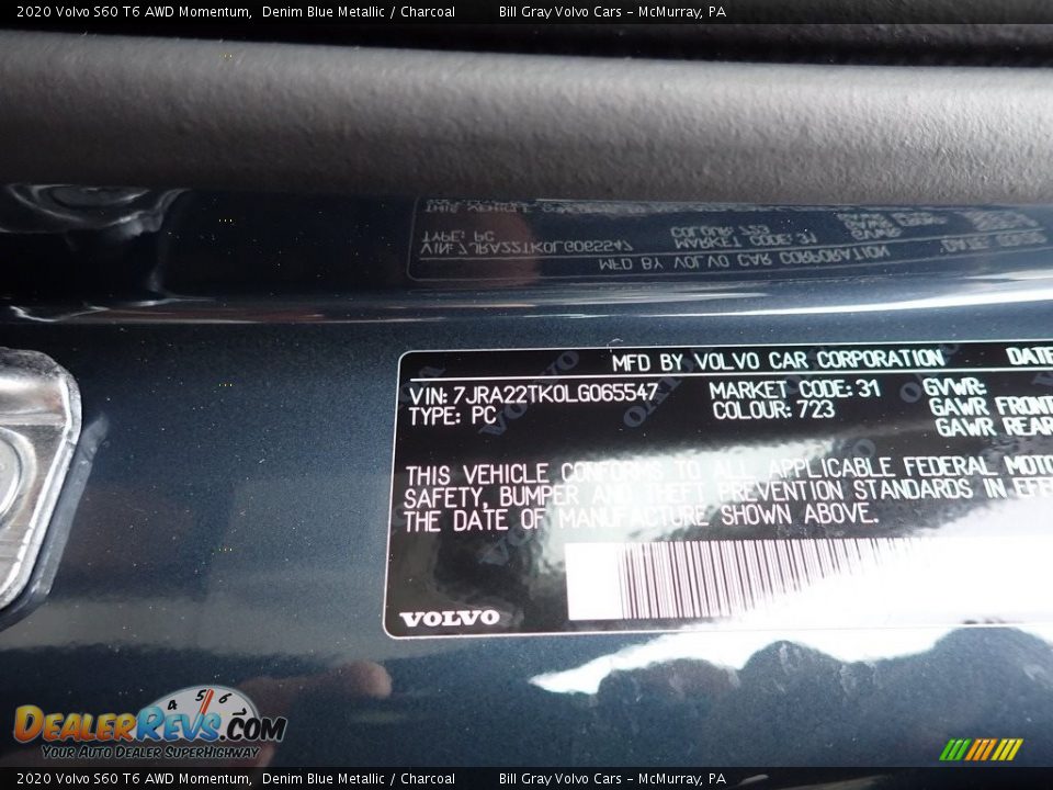 2020 Volvo S60 T6 AWD Momentum Denim Blue Metallic / Charcoal Photo #11