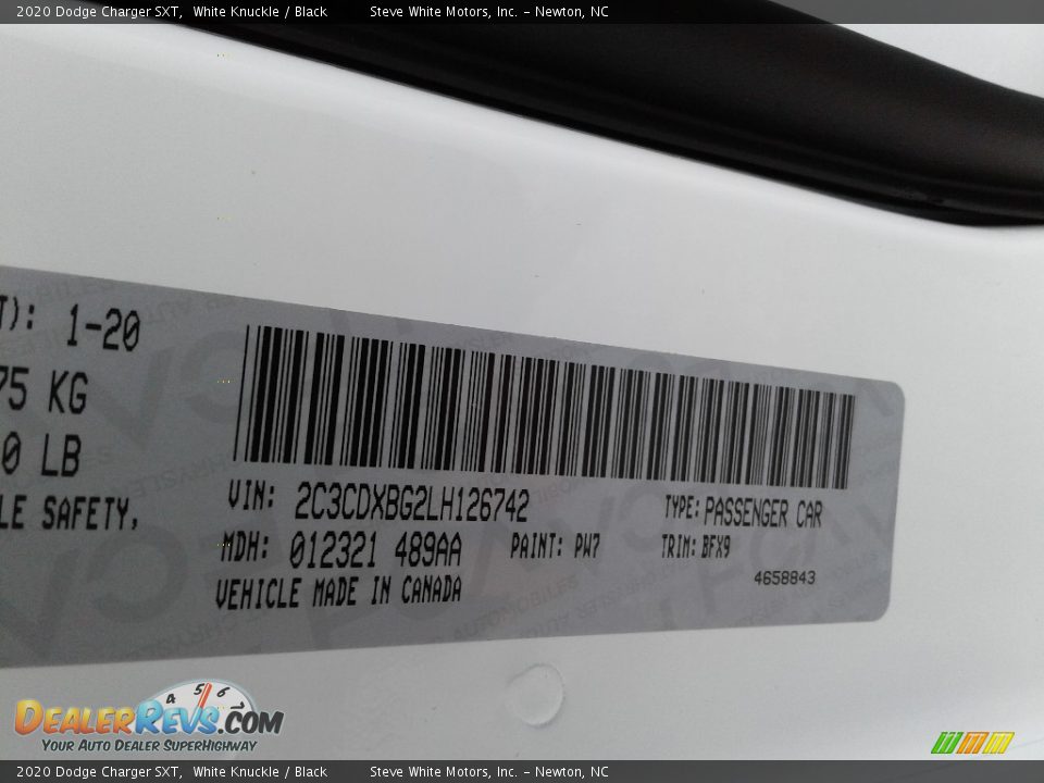 2020 Dodge Charger SXT White Knuckle / Black Photo #29