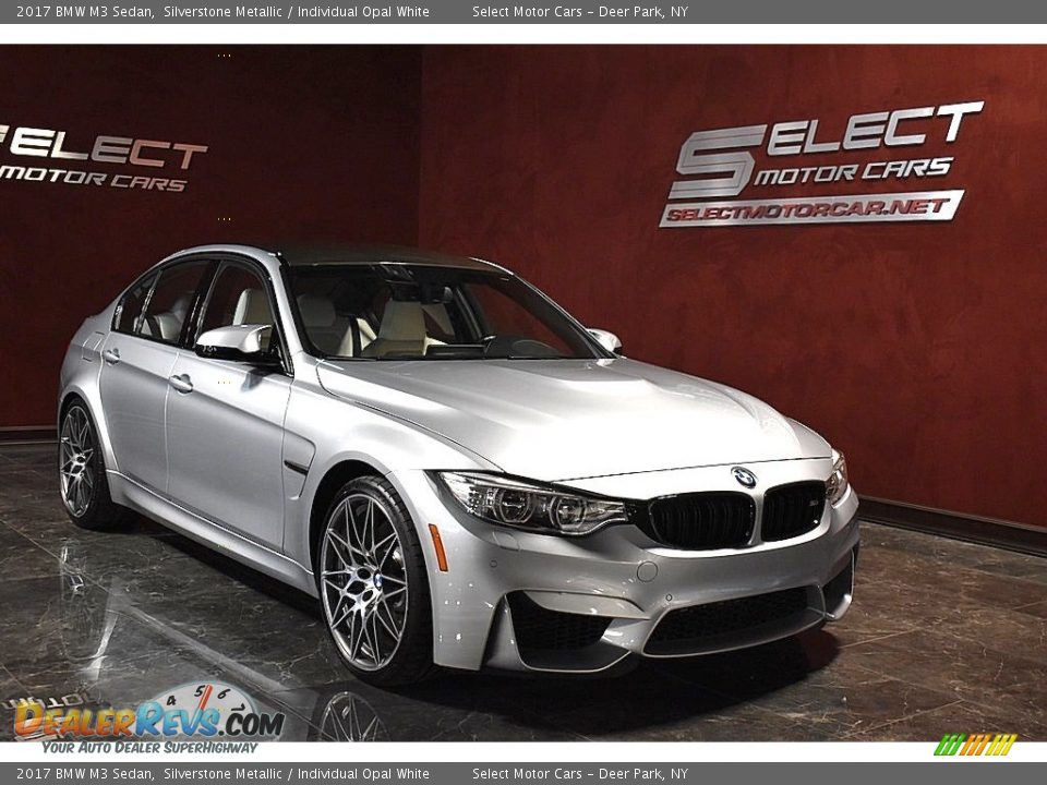 2017 BMW M3 Sedan Silverstone Metallic / Individual Opal White Photo #3