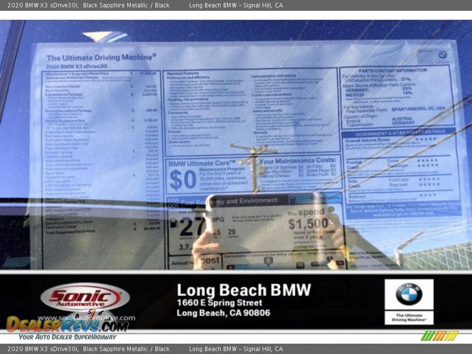 2020 BMW X3 sDrive30i Black Sapphire Metallic / Black Photo #10