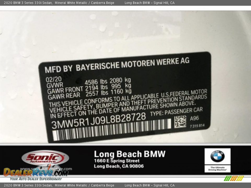 2020 BMW 3 Series 330i Sedan Mineral White Metallic / Canberra Beige Photo #11