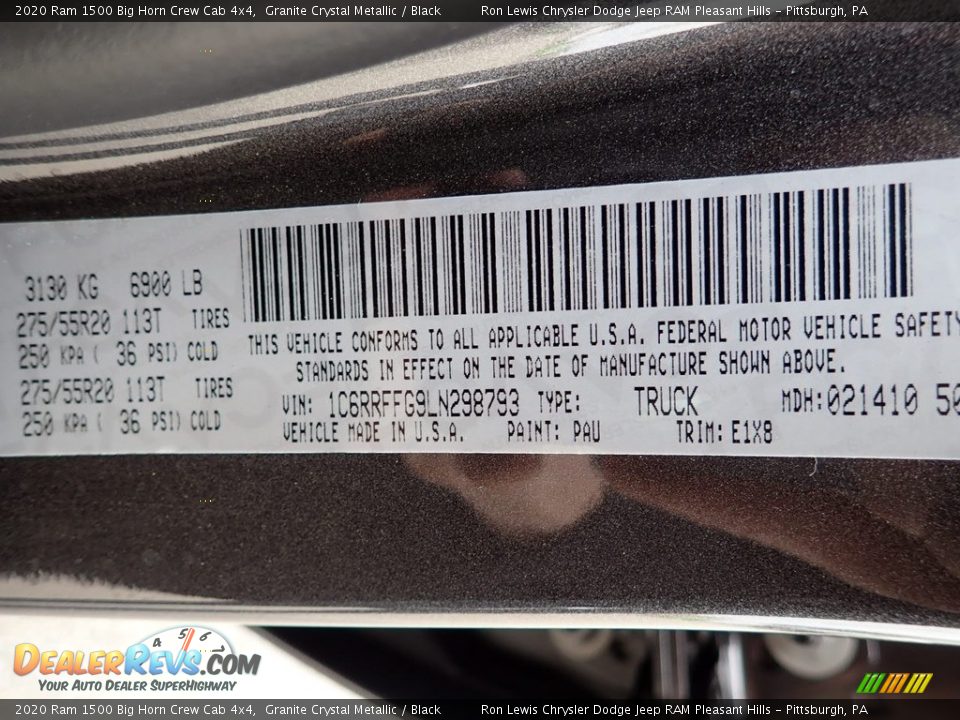 2020 Ram 1500 Big Horn Crew Cab 4x4 Granite Crystal Metallic / Black Photo #19