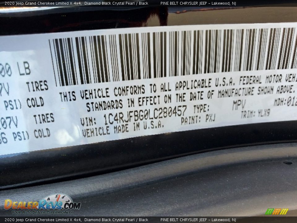 2020 Jeep Grand Cherokee Limited X 4x4 Diamond Black Crystal Pearl / Black Photo #12