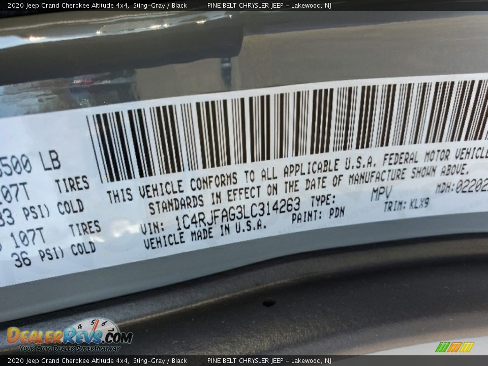 2020 Jeep Grand Cherokee Altitude 4x4 Sting-Gray / Black Photo #12
