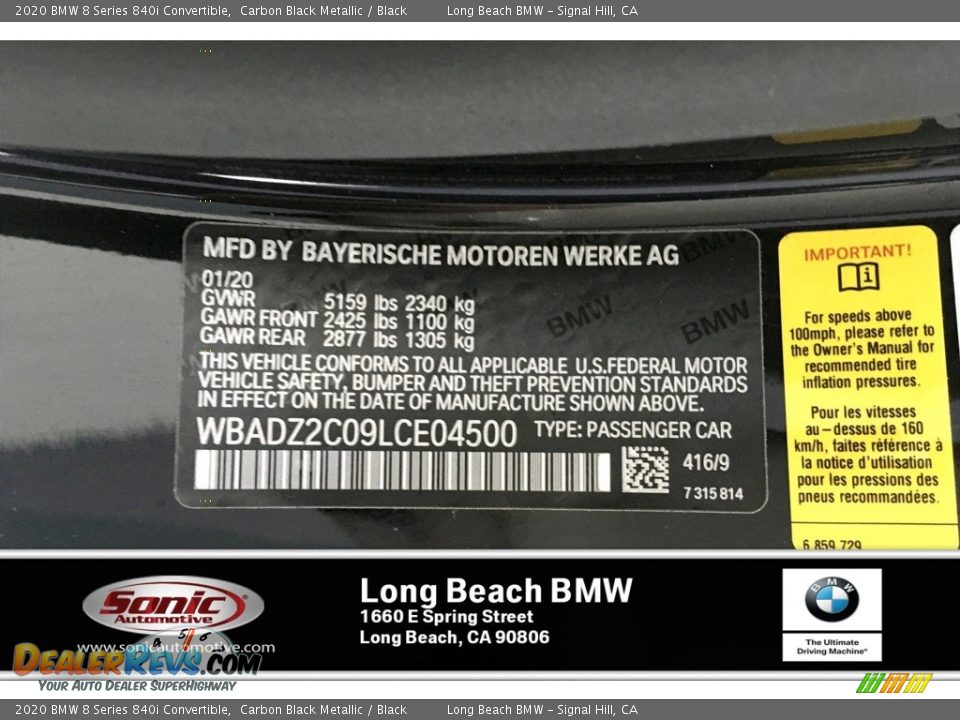 2020 BMW 8 Series 840i Convertible Carbon Black Metallic / Black Photo #18