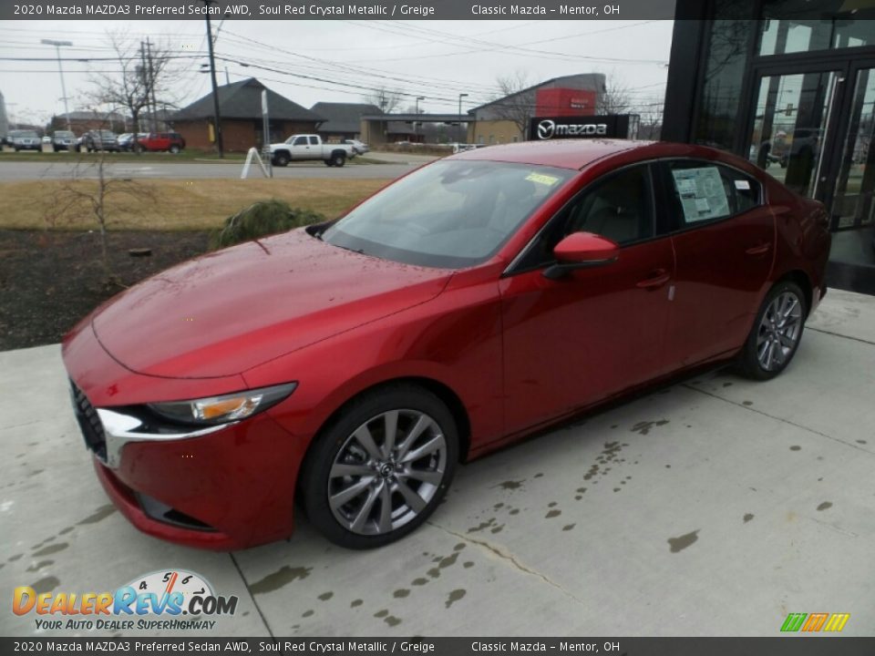 2020 Mazda MAZDA3 Preferred Sedan AWD Soul Red Crystal Metallic / Greige Photo #3