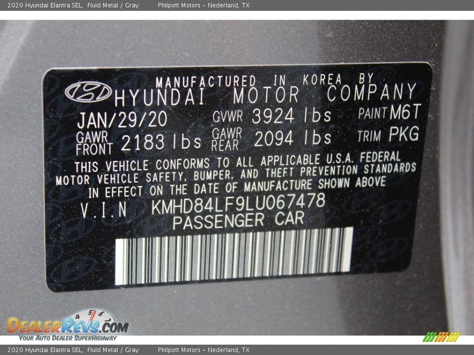 2020 Hyundai Elantra SEL Fluid Metal / Gray Photo #23