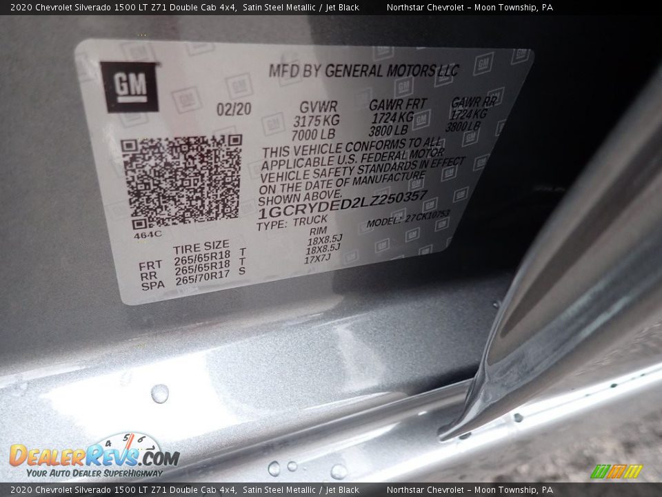 2020 Chevrolet Silverado 1500 LT Z71 Double Cab 4x4 Satin Steel Metallic / Jet Black Photo #17