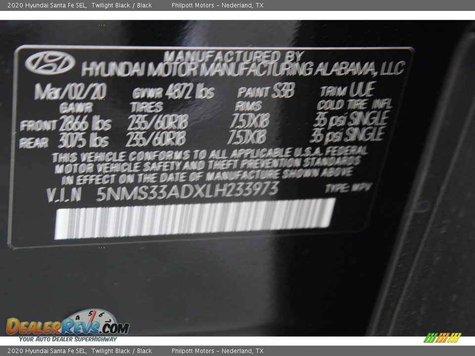 2020 Hyundai Santa Fe SEL Twilight Black / Black Photo #26