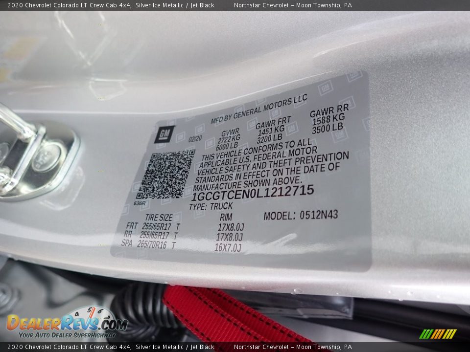 2020 Chevrolet Colorado LT Crew Cab 4x4 Silver Ice Metallic / Jet Black Photo #16