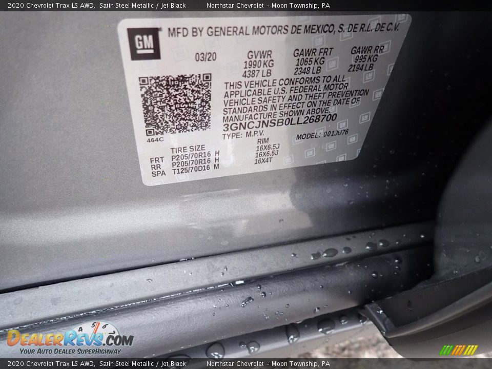 2020 Chevrolet Trax LS AWD Satin Steel Metallic / Jet Black Photo #15