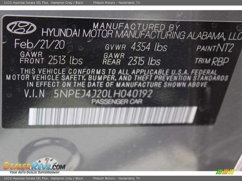 2020 Hyundai Sonata SEL Plus Hampton Gray / Black Photo #25