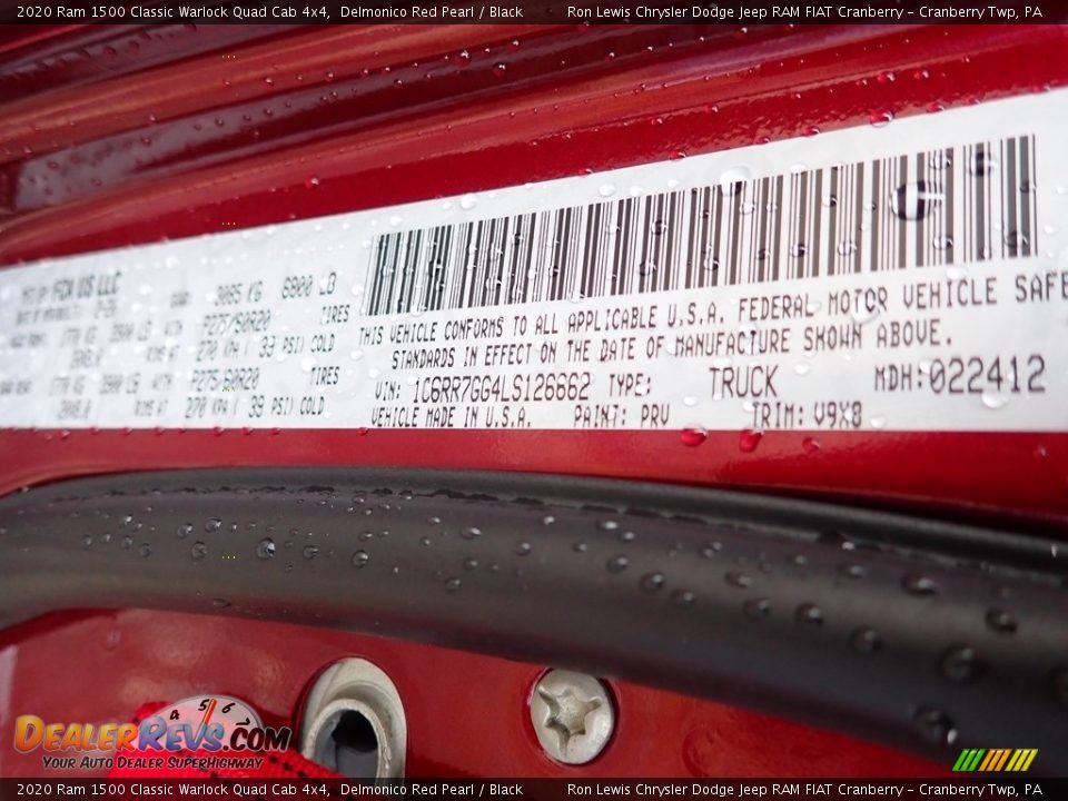 2020 Ram 1500 Classic Warlock Quad Cab 4x4 Delmonico Red Pearl / Black Photo #16