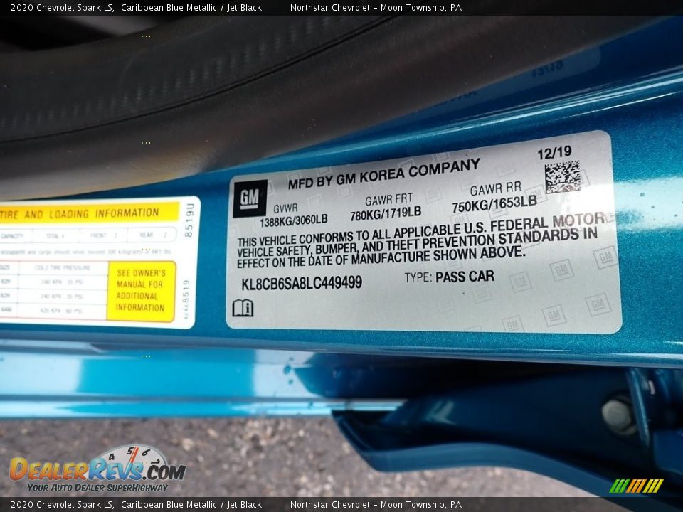 2020 Chevrolet Spark LS Caribbean Blue Metallic / Jet Black Photo #17