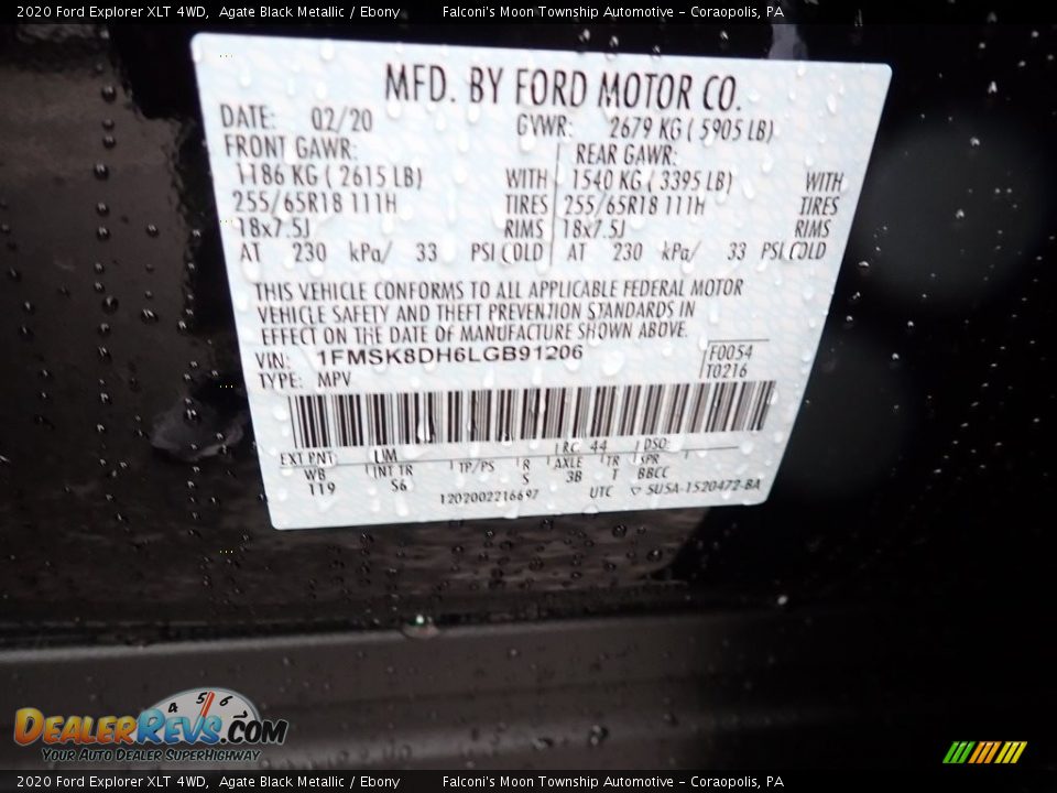 2020 Ford Explorer XLT 4WD Agate Black Metallic / Ebony Photo #12