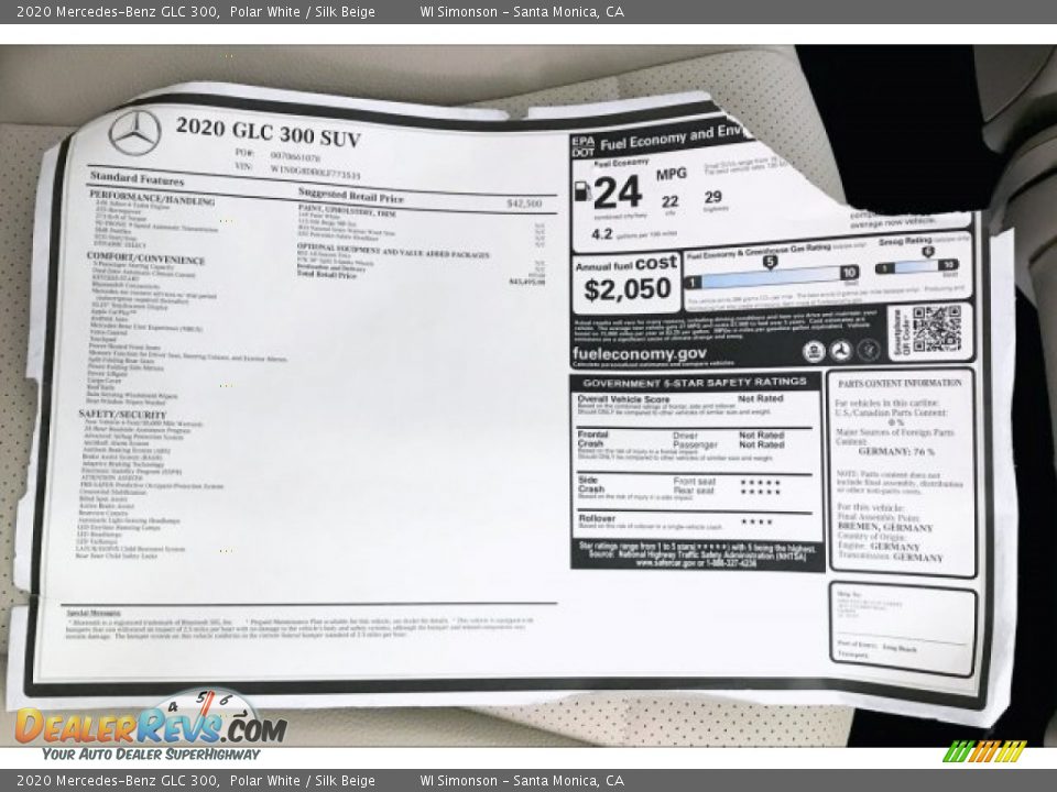 2020 Mercedes-Benz GLC 300 Polar White / Silk Beige Photo #10
