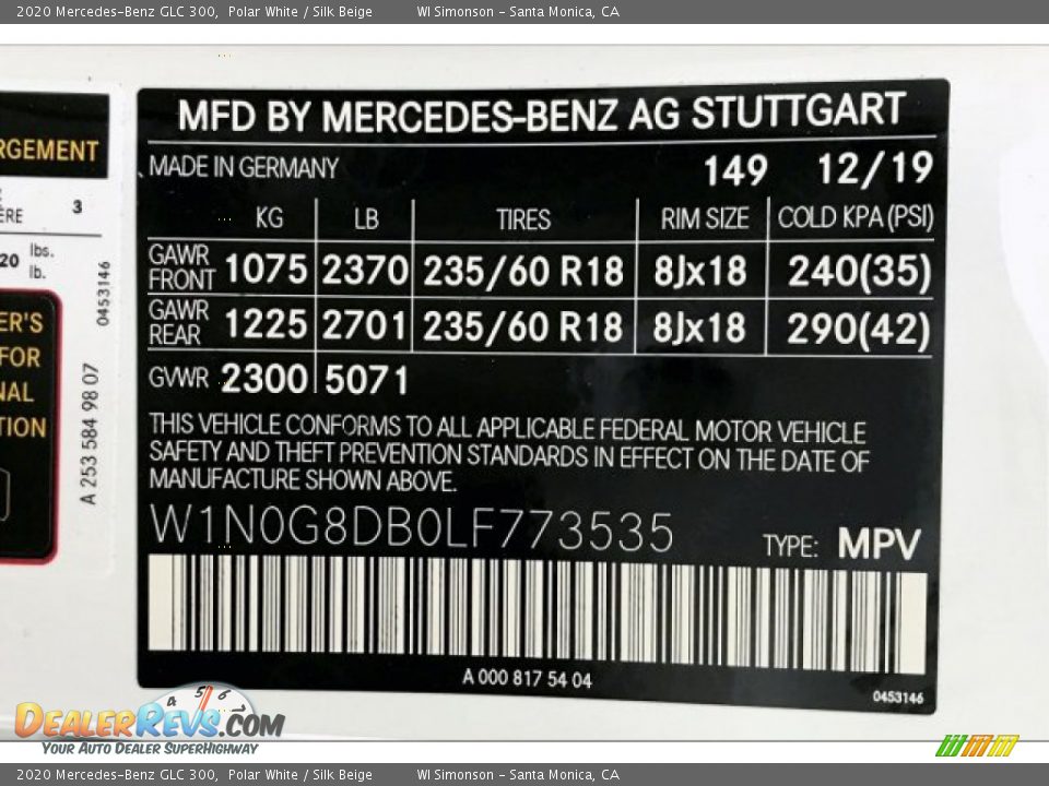 2020 Mercedes-Benz GLC 300 Polar White / Silk Beige Photo #11