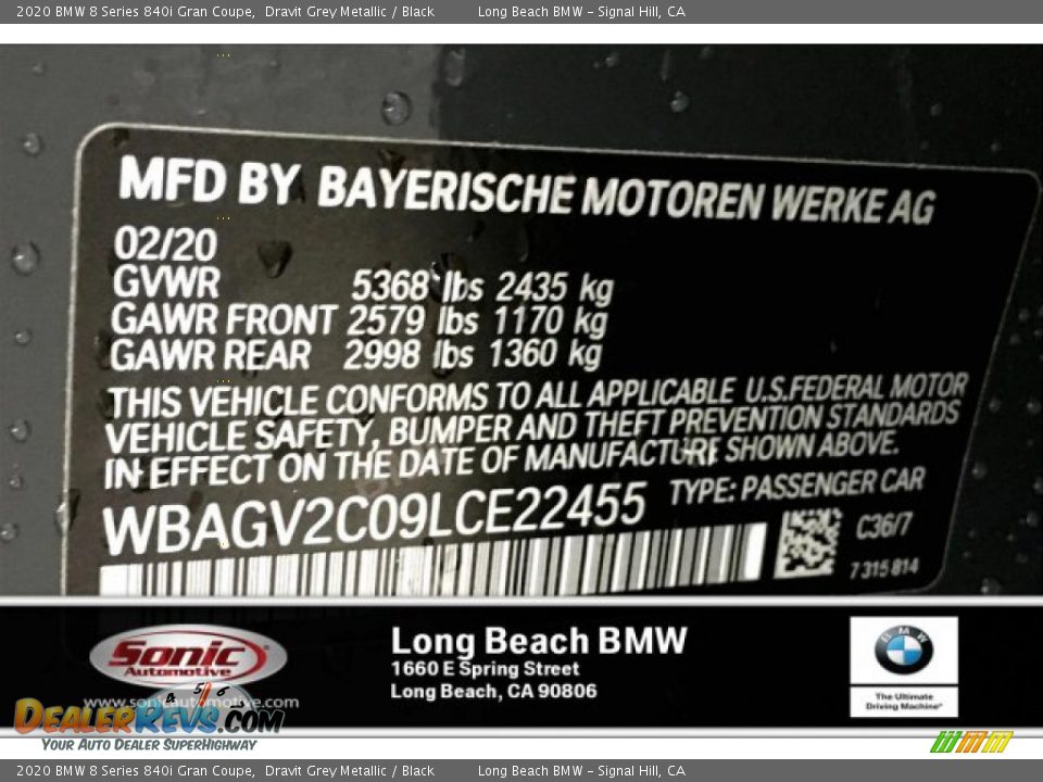 2020 BMW 8 Series 840i Gran Coupe Dravit Grey Metallic / Black Photo #18