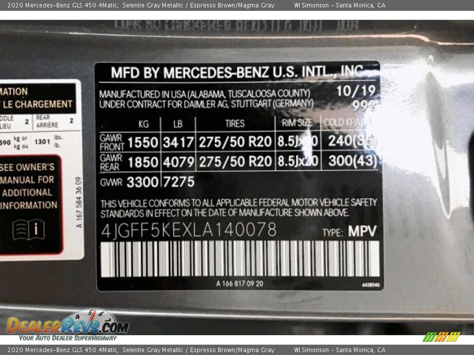 2020 Mercedes-Benz GLS 450 4Matic Selenite Gray Metallic / Espresso Brown/Magma Gray Photo #11