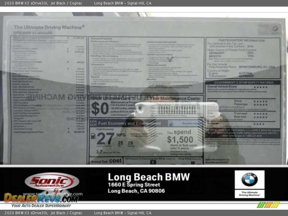 2020 BMW X3 sDrive30i Jet Black / Cognac Photo #17
