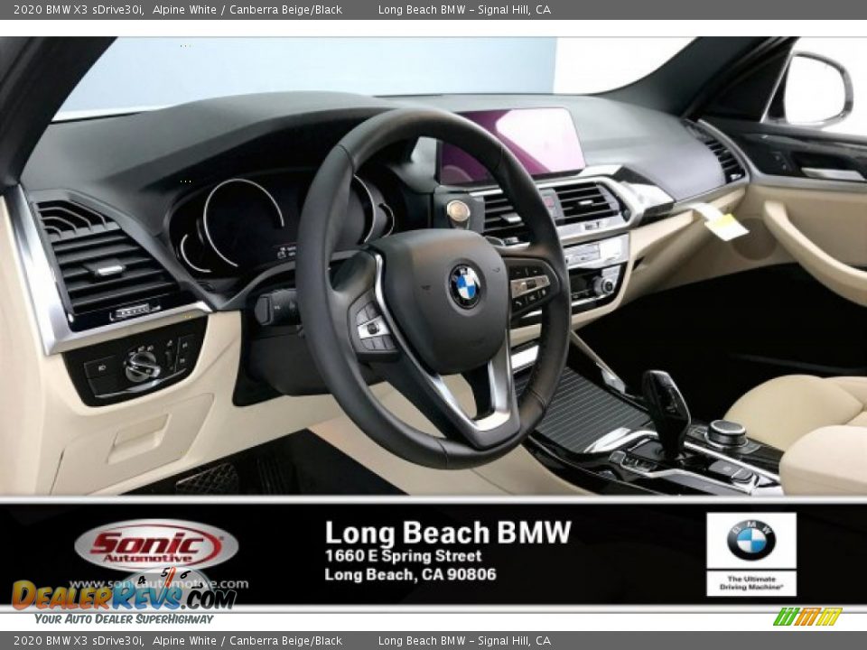2020 BMW X3 sDrive30i Alpine White / Canberra Beige/Black Photo #7