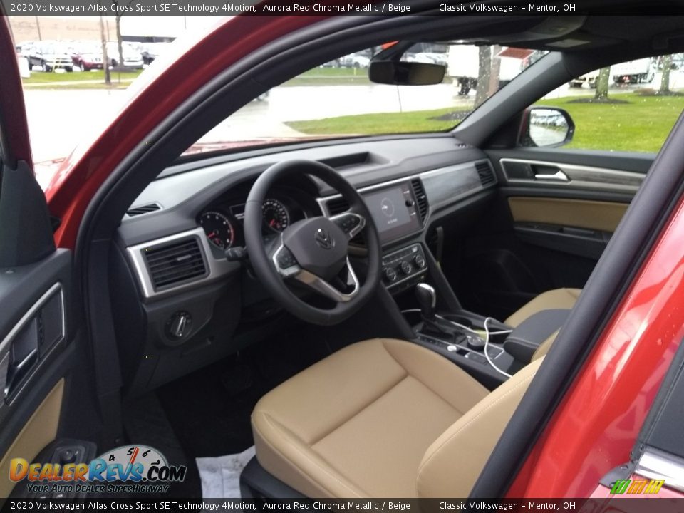 2020 Volkswagen Atlas Cross Sport SE Technology 4Motion Aurora Red Chroma Metallic / Beige Photo #5