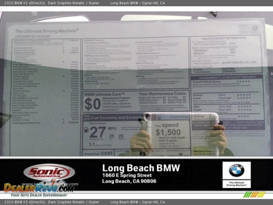 2020 BMW X3 sDrive30i Dark Graphite Metallic / Oyster Photo #17