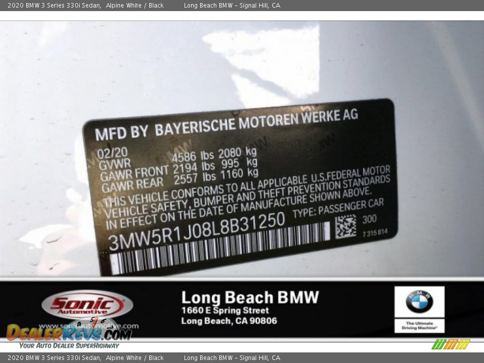 2020 BMW 3 Series 330i Sedan Alpine White / Black Photo #11