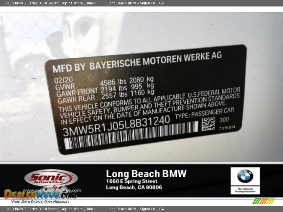 2020 BMW 3 Series 330i Sedan Alpine White / Black Photo #11