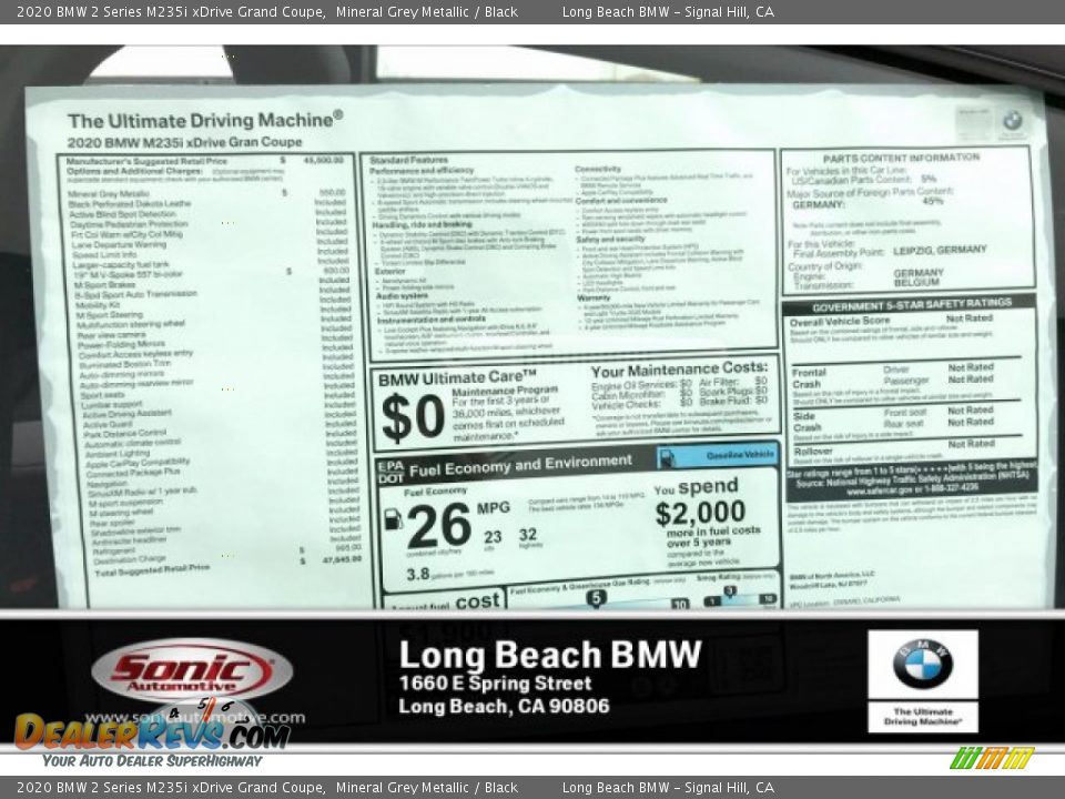2020 BMW 2 Series M235i xDrive Grand Coupe Mineral Grey Metallic / Black Photo #17