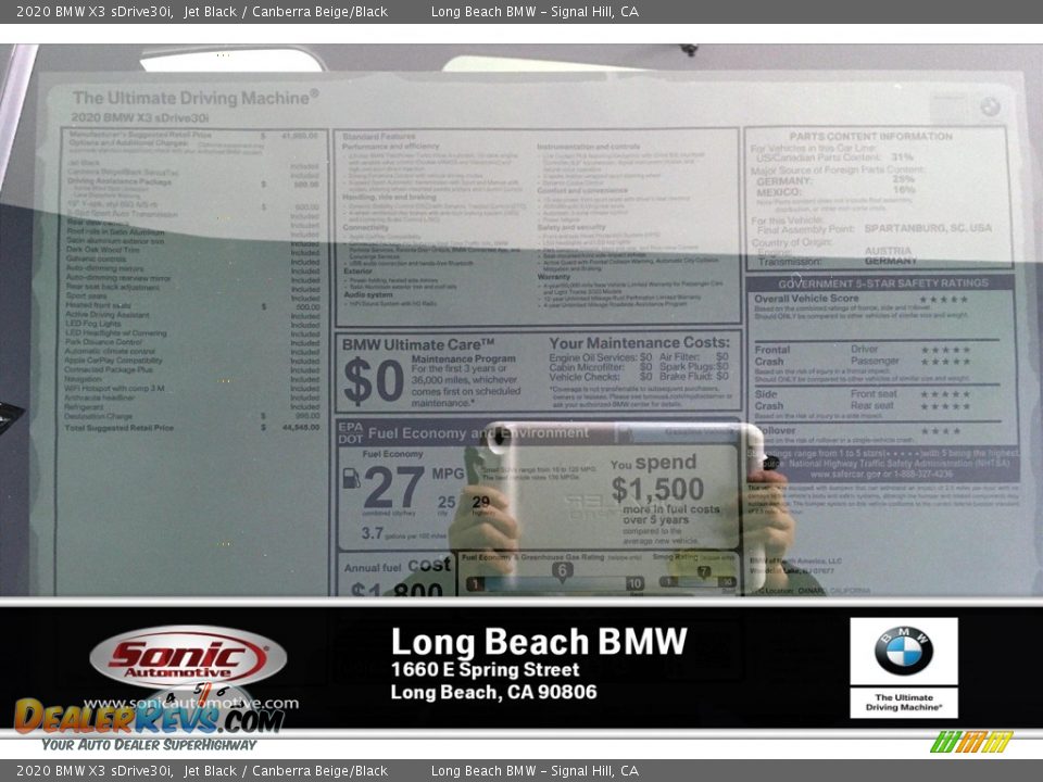 2020 BMW X3 sDrive30i Jet Black / Canberra Beige/Black Photo #17