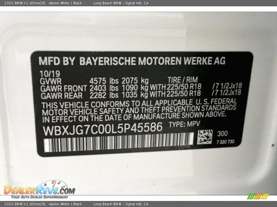 2020 BMW X1 sDrive28i Alpine White / Black Photo #19