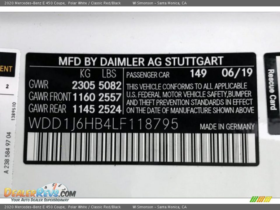 2020 Mercedes-Benz E 450 Coupe Polar White / Classic Red/Black Photo #11