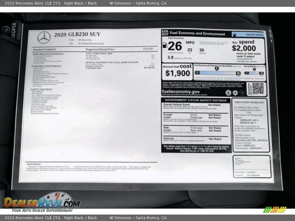 2020 Mercedes-Benz GLB 250 Night Black / Black Photo #10