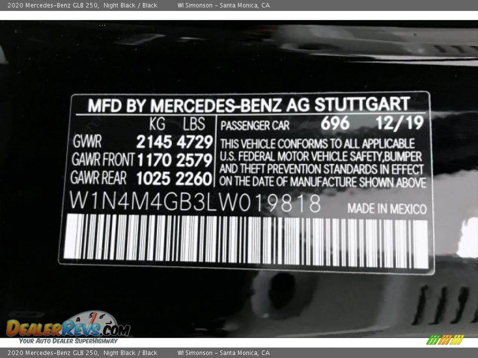2020 Mercedes-Benz GLB 250 Night Black / Black Photo #11