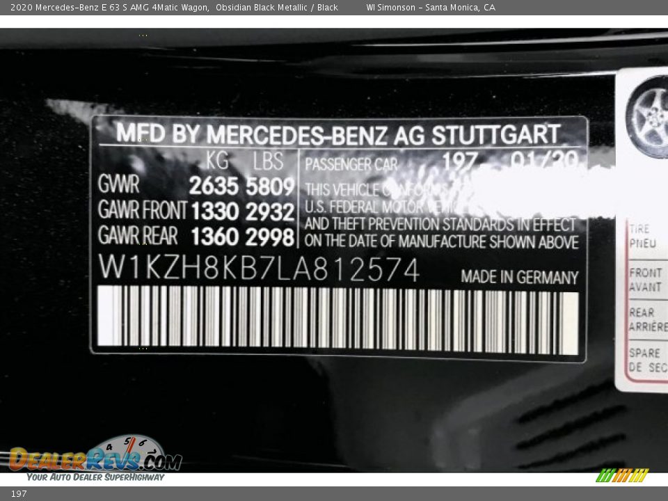 Mercedes-Benz Color Code 197 Obsidian Black Metallic