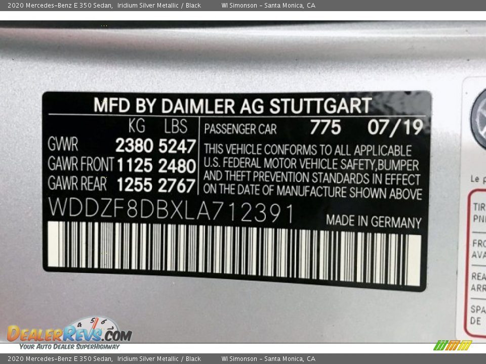 2020 Mercedes-Benz E 350 Sedan Iridium Silver Metallic / Black Photo #11