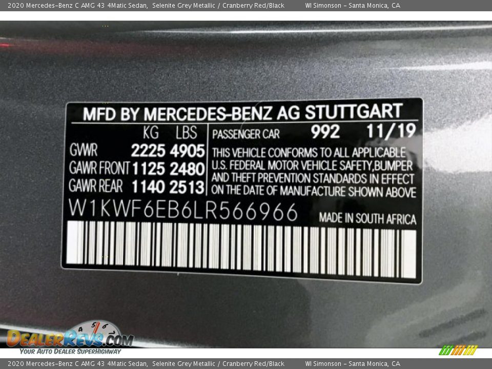 2020 Mercedes-Benz C AMG 43 4Matic Sedan Selenite Grey Metallic / Cranberry Red/Black Photo #23