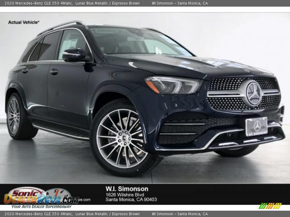 2020 Mercedes-Benz GLE 350 4Matic Lunar Blue Metallic / Espresso Brown Photo #1