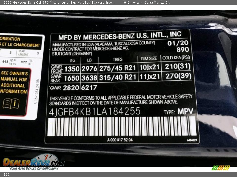 Mercedes-Benz Color Code 890 Lunar Blue Metallic