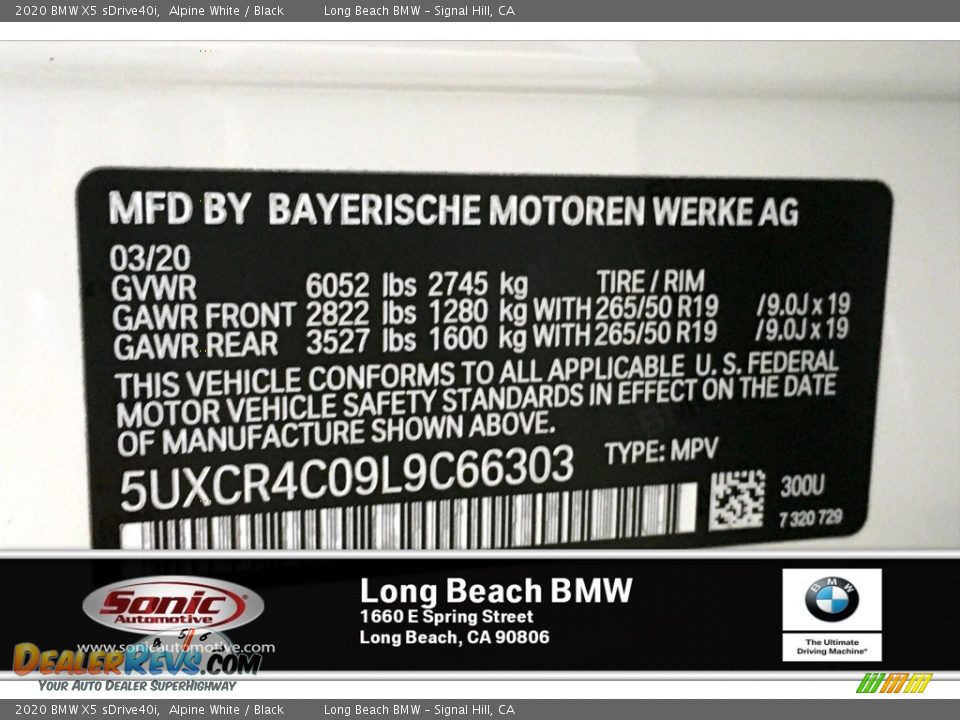 2020 BMW X5 sDrive40i Alpine White / Black Photo #18