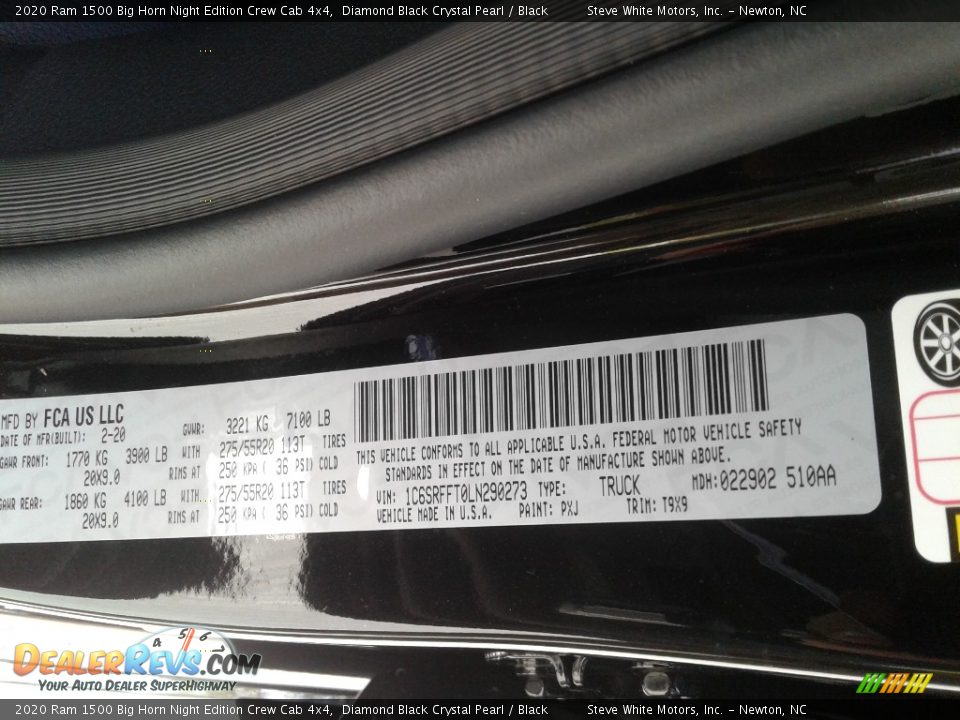 2020 Ram 1500 Big Horn Night Edition Crew Cab 4x4 Diamond Black Crystal Pearl / Black Photo #36