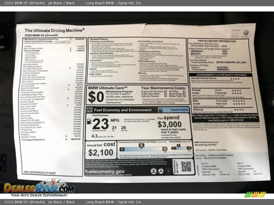 2020 BMW X5 sDrive40i Jet Black / Black Photo #10