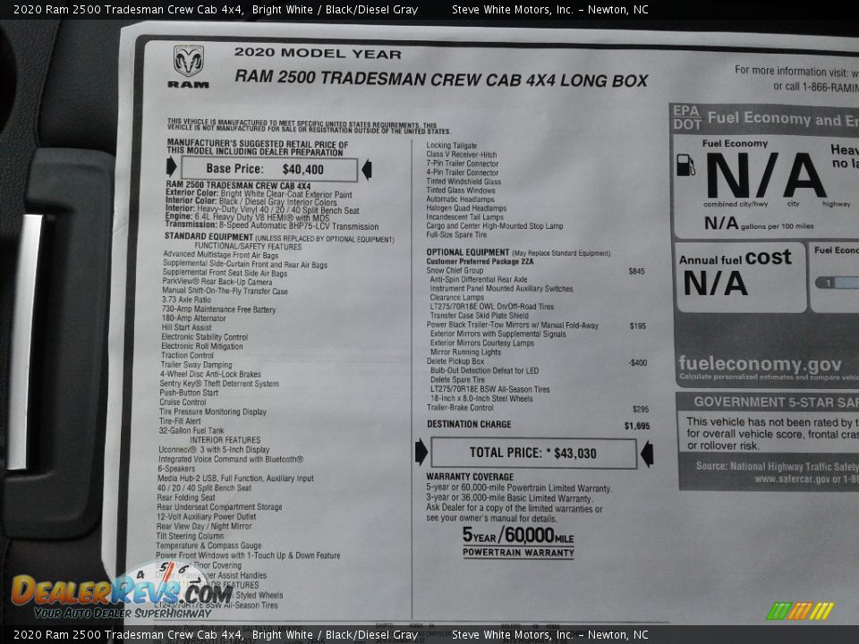 2020 Ram 2500 Tradesman Crew Cab 4x4 Bright White / Black/Diesel Gray Photo #25